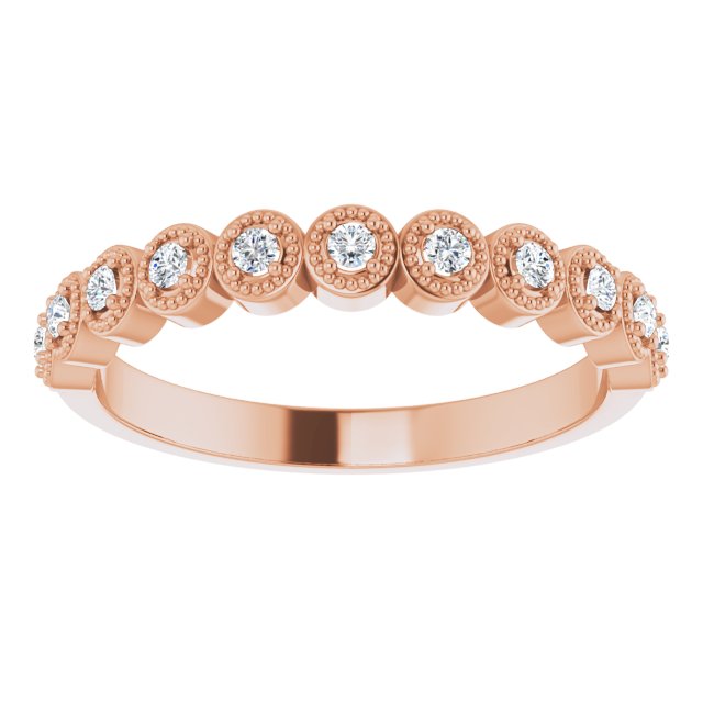Milgrain Accent Round Diamond Wedding Band-VIRABYANI